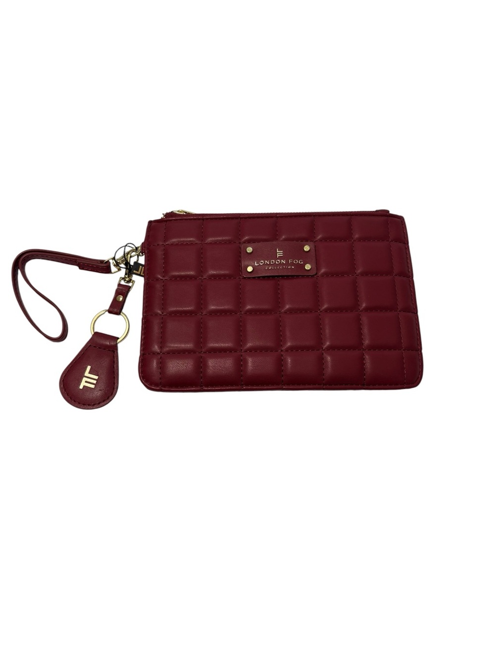 NWT London Fog Ruby Box Quilt Wristlet Wallet Red Quilted Zip Pouch No Box